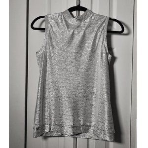 Reiss Silver Shimmer Mockneck Tank S M605